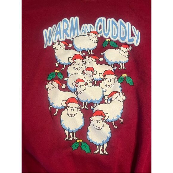 Vintage Christmas Sheep Sweatshirt Crewneck Warm and Cuddly XL - Picture 5 of 5